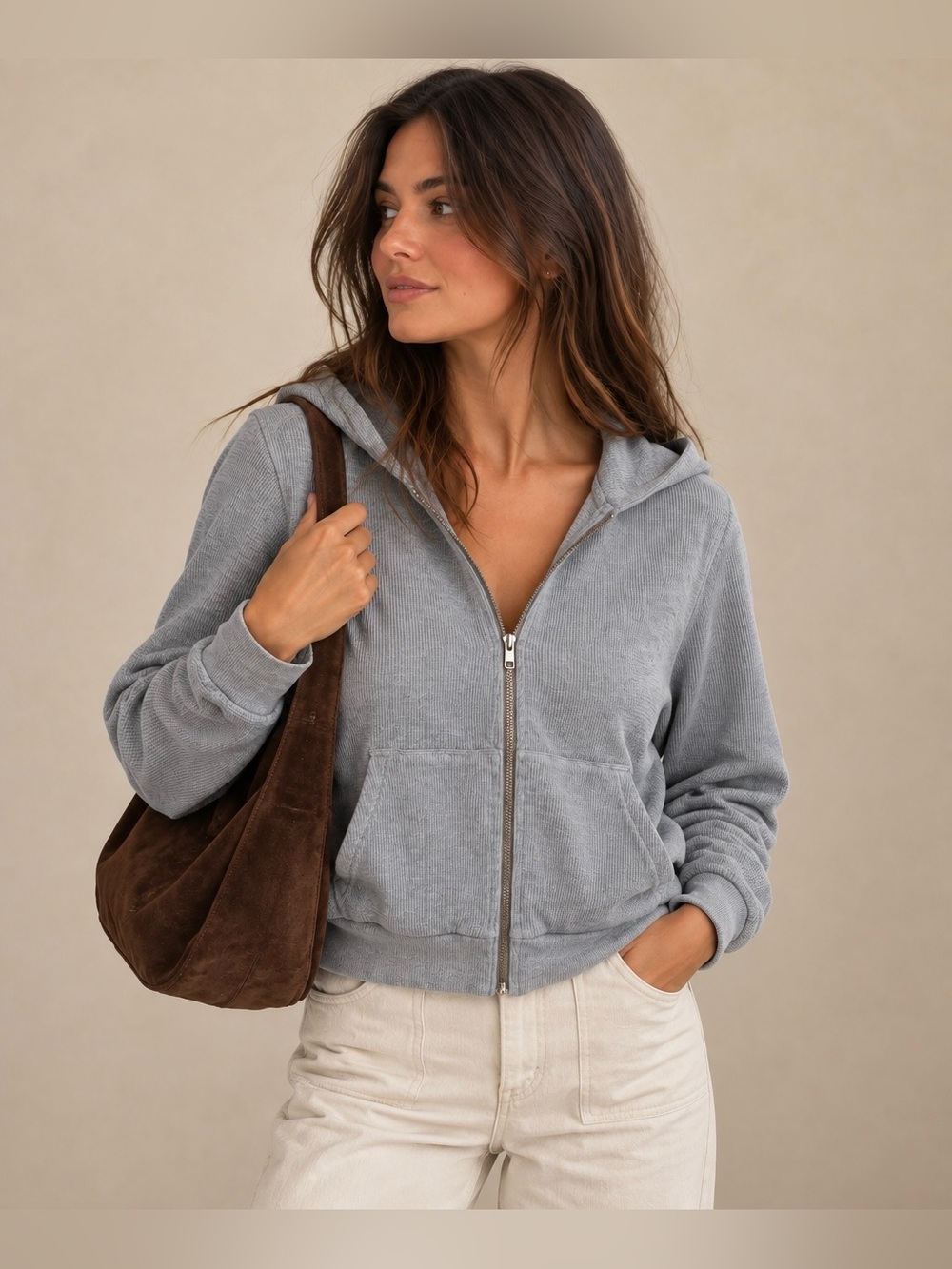 Aritzia Tna Thermal Zip Hoodie - Size Medium